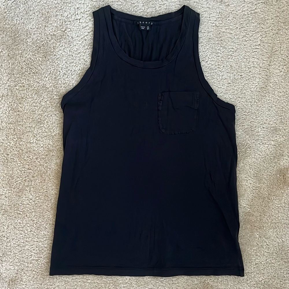 Theory Cotton Tank Top with Pocket in Black Women’s Size Small